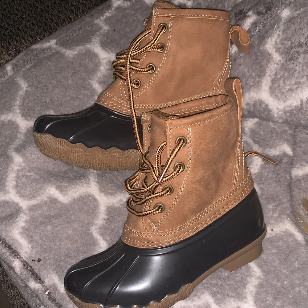 Kids Waterproof Brown and Black Snow Boots